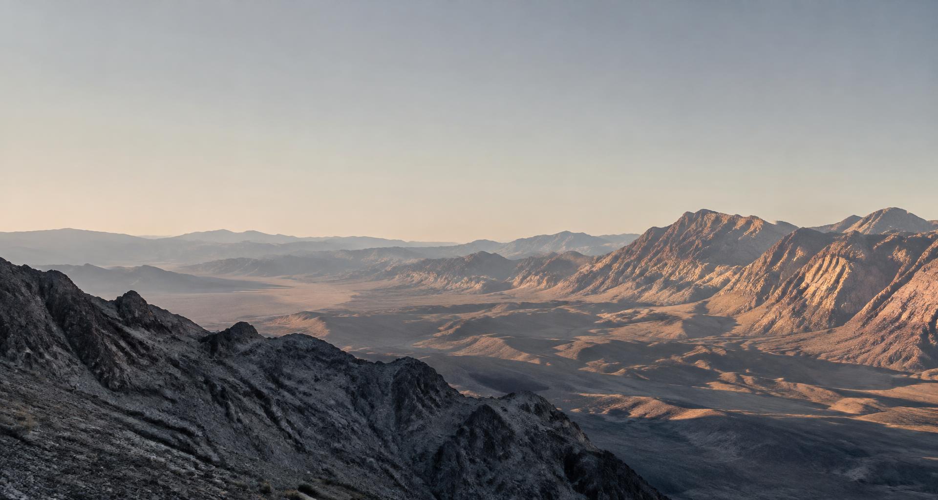 Long-range view across rugged American desert mountains